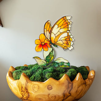 Butterfly and Flower Plant Stake