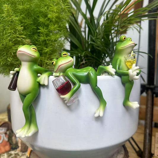 Whimsical Weatherproof Resin Frog Pot Hugger - Planter & Flower Bed Decor