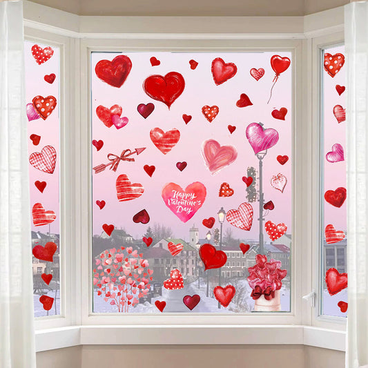 Romantic Heart Window Clings - Home Glass Window Valentine Wedding Decals