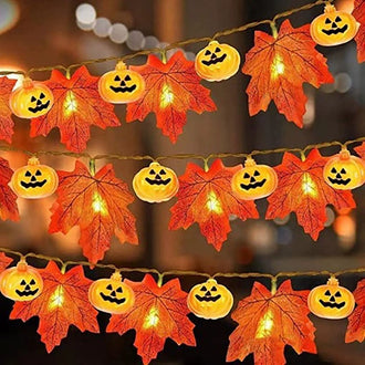 Halloween Pumpkin Maple Leaf String Light