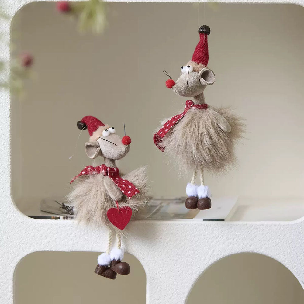 Handmade Christmas Mouse Hanging Ornament