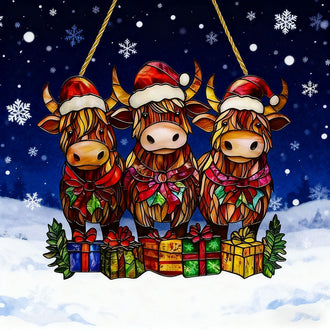 Adorable Christmas Highland Cow Hanging Decor