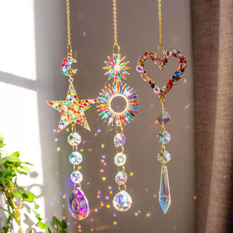 Set of 3 Sparkling Rainbow Crystal Suncatcher