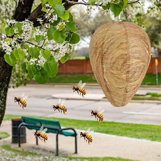 4 Pack - Hanging Wasp Nest Decoy - Deterrent Hanging Ornament For Garden Yard Patio Pest Control Decoration