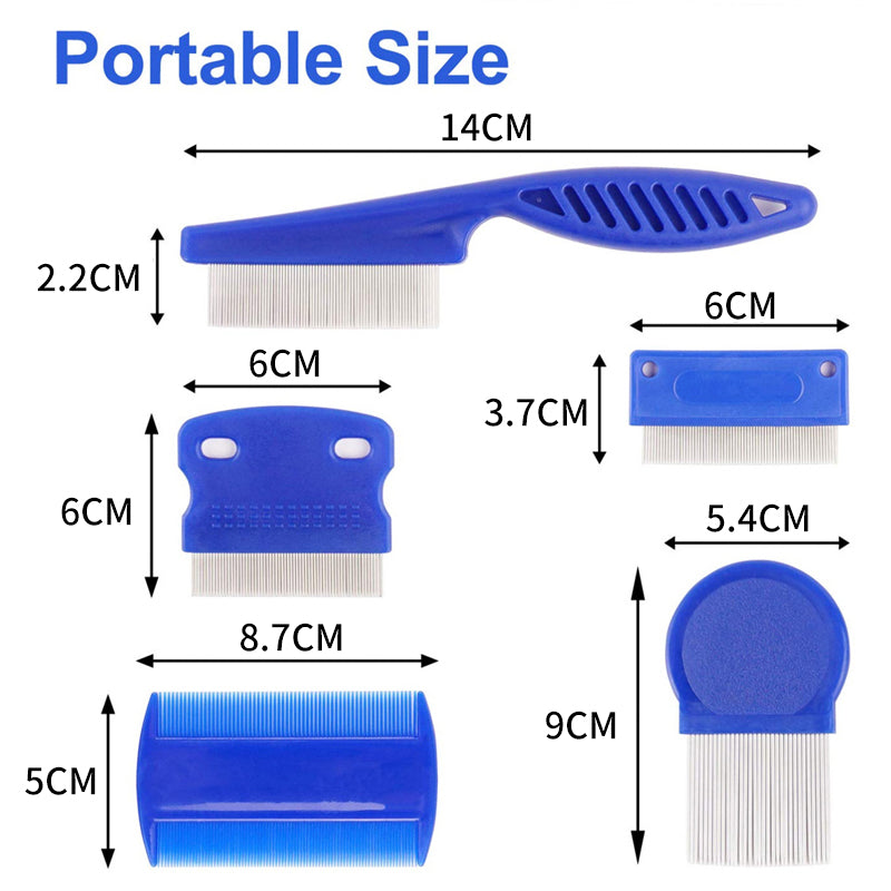 6 Pcs - Flea Comb for Pet - Dog Cat Hair Grooming Cleaning Comb