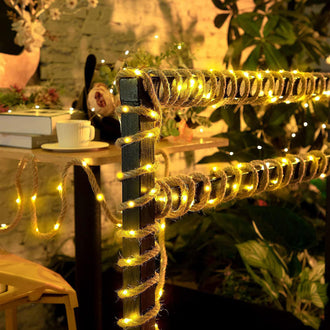 Solar Powered Hemp Rope String Light