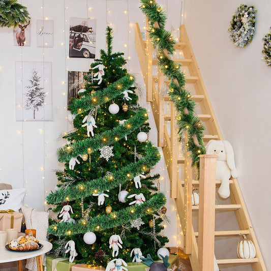 19.7 ft Christmas Lighted Tinsel Garland - 40 LED, Fireplace Mantel Stair Railing Xmas Party Festival Home Decor