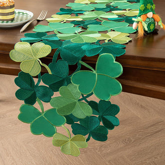 Embroidered Irish Clover Table Runner (15 x 34 inches)