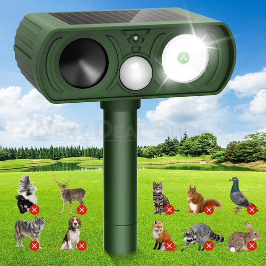 Solar Powered Ultrasonic Animal Repeller with Motion Sensor - Yard Garden Outdoor Pest Deterrent Device
