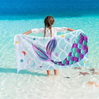 Ultra Absorbent Mermaid Beach Towel for Kids