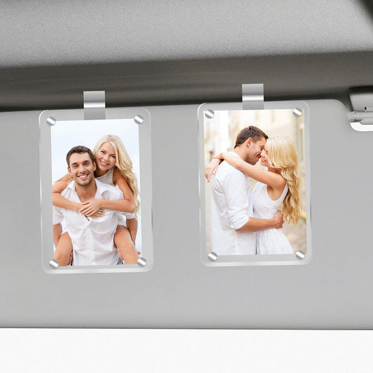 2 Pack Magnetic Picture Holder with Car Visor Clip - Car Sun Visor Photo Storage Accessory