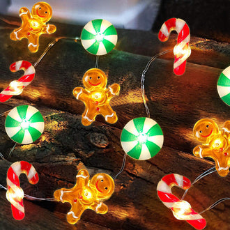 9.84 ft 30 LED Christmas Gingerbread & Candy String Lights