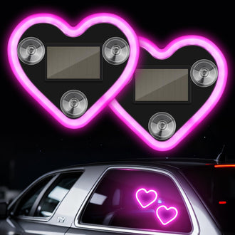 2 Pcs - Solar Powered Heart Shape Neon Light