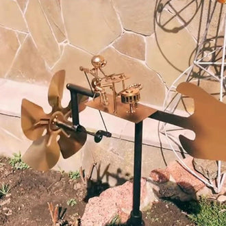 Handmade Metal Drummer Windmill