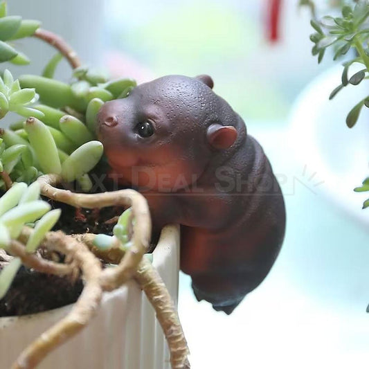 Adorable Chubby Hippo Pot Hugger - Garden Yard Potted Plant Edge Decor