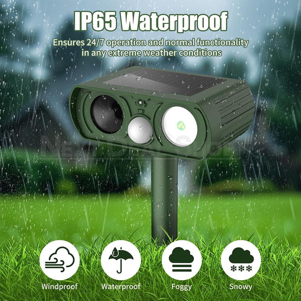 Solar Powered Ultrasonic Animal Repeller with Motion Sensor - Yard Garden Outdoor Pest Deterrent Device