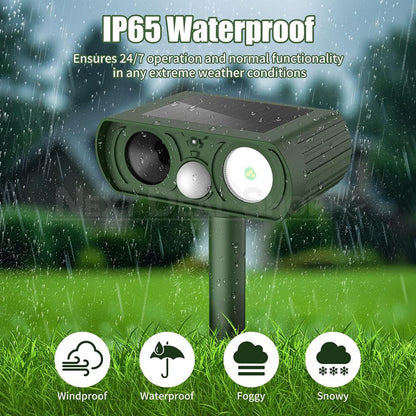 Solar Powered Ultrasonic Animal Repeller with Motion Sensor - Yard Garden Outdoor Pest Deterrent Device