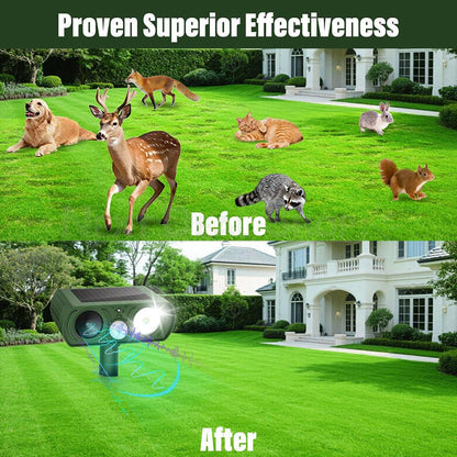 Solar Powered Ultrasonic Animal Repeller with Motion Sensor - Yard Garden Outdoor Pest Deterrent Device