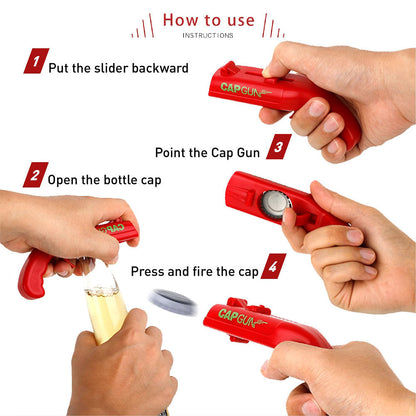 Set of 3 Bottle Opener Cap Launchers - Fun Beer Opener For Home Kitchen Bar Party Novelty Gift