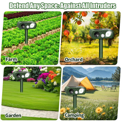 Solar Powered Ultrasonic Animal Repeller with Motion Sensor - Yard Garden Outdoor Pest Deterrent Device