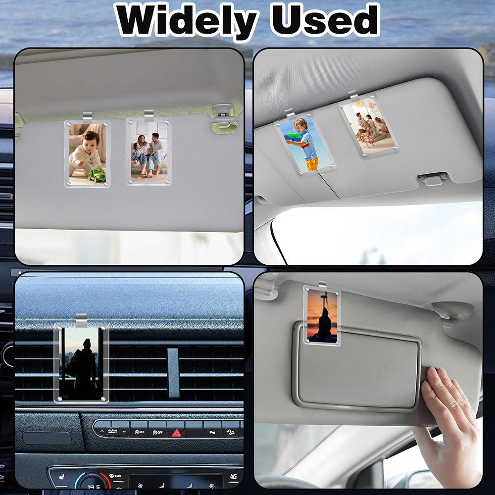2 Pack Magnetic Picture Holder with Car Visor Clip - Car Sun Visor Photo Storage Accessory