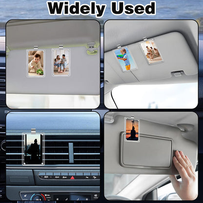 2 Pack Magnetic Picture Holder with Car Visor Clip - Car Sun Visor Photo Storage Accessory