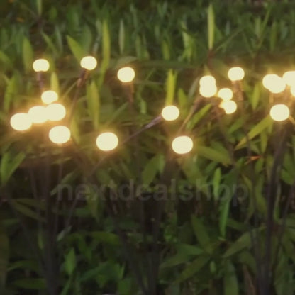 Solar Powered Warm White LED Firefly Stake Light - 2 Pack, Weatherproof Outdoor Lawn Pathway Garden Lighting