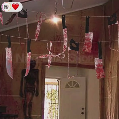 Halloween Bloody Garland Banner - Haunted House Wall Porch Party Horror Decor