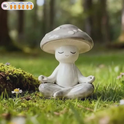 Adorable Meditating Mushroom Figurine - Garden Yard Lawn Patio Meditation Decor Ornament