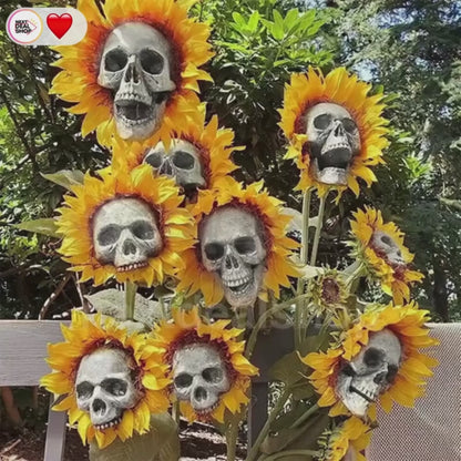 Halloween Spooky Sunflower Skull Garden Stake