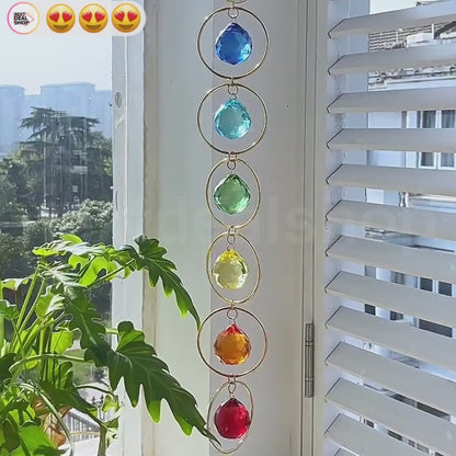 Rainbow Chakra Crystal Suncatcher - Home Window Bedroom Wall Hanging Decoration