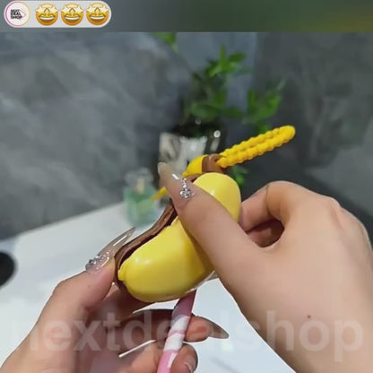Banana Toothbrush Cover with Toothpaste Dispenser - Bathroom Counter Storage Accessory