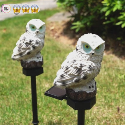 Solar Powered Warm White LED Owl Stake Light - Waterproof Outdoor Flower Bed Lawn Yard Garden Lighting