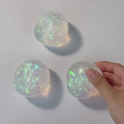 Iridescent Coconut Oil Squishy Stress Relief Ball -  Novelty Sensory Toy Gift