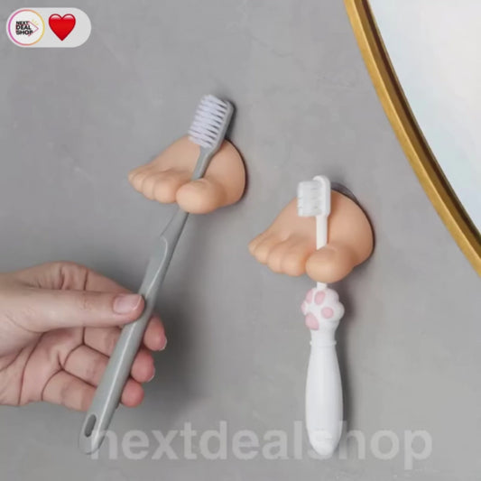 Funny Toe Toothbrush Holders & Dog Butt Toothpaste Topper Set - Bathroom Novelty Decor