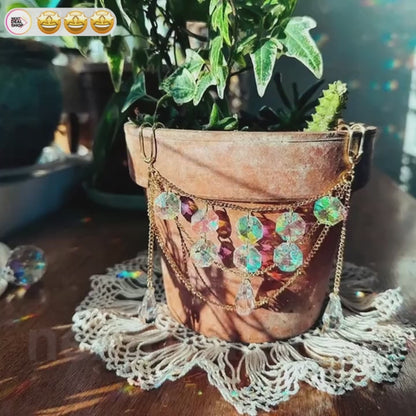 Crystal Suncatcher Plant Pot Charm - Outdoor Garden Planter Flower Pot Decoration