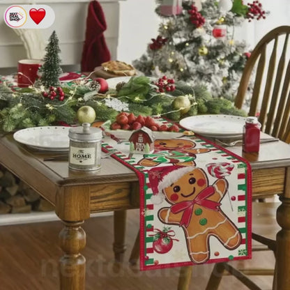 Adorable Christmas Gingerbread Table Runner