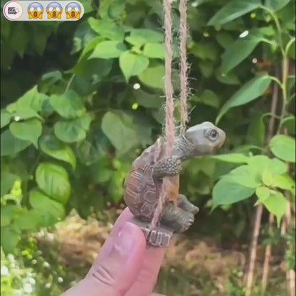 Adorable Resin Swinging Turtle Garden Figurine  -  Garden Outdoor Decor