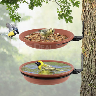 Outdoor Bird Feeder And Bath Tray Set (2 Trays)