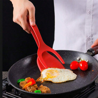 2-in-1 Grip and Flip Spatula Tong - Multi Purpose Kitchen Cooking Tool for Flipping Serving Food
