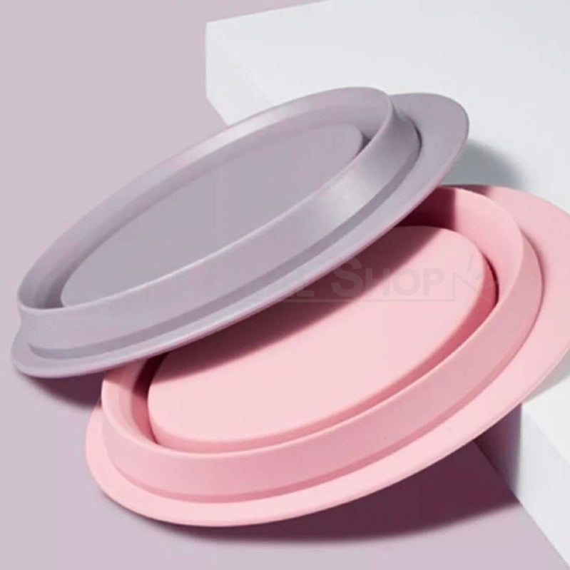 Collapsible Makeup Brush Cleaning Bowl - Foldable Silicone Basin for Cosmetic Brush Cleaning