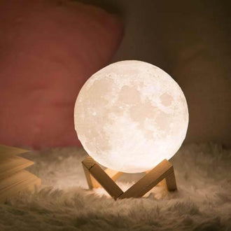 Enchanting 3D Moon Light Set (w/ Wooden Stand)