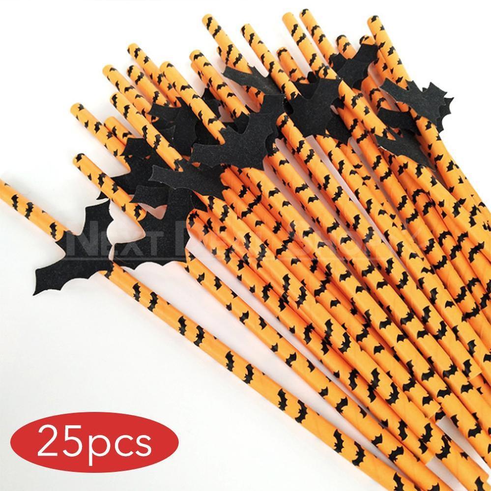 25 Packs - Halloween Paper Drinking Straws-Next Deal Shop-Bat-Next Deal Shop