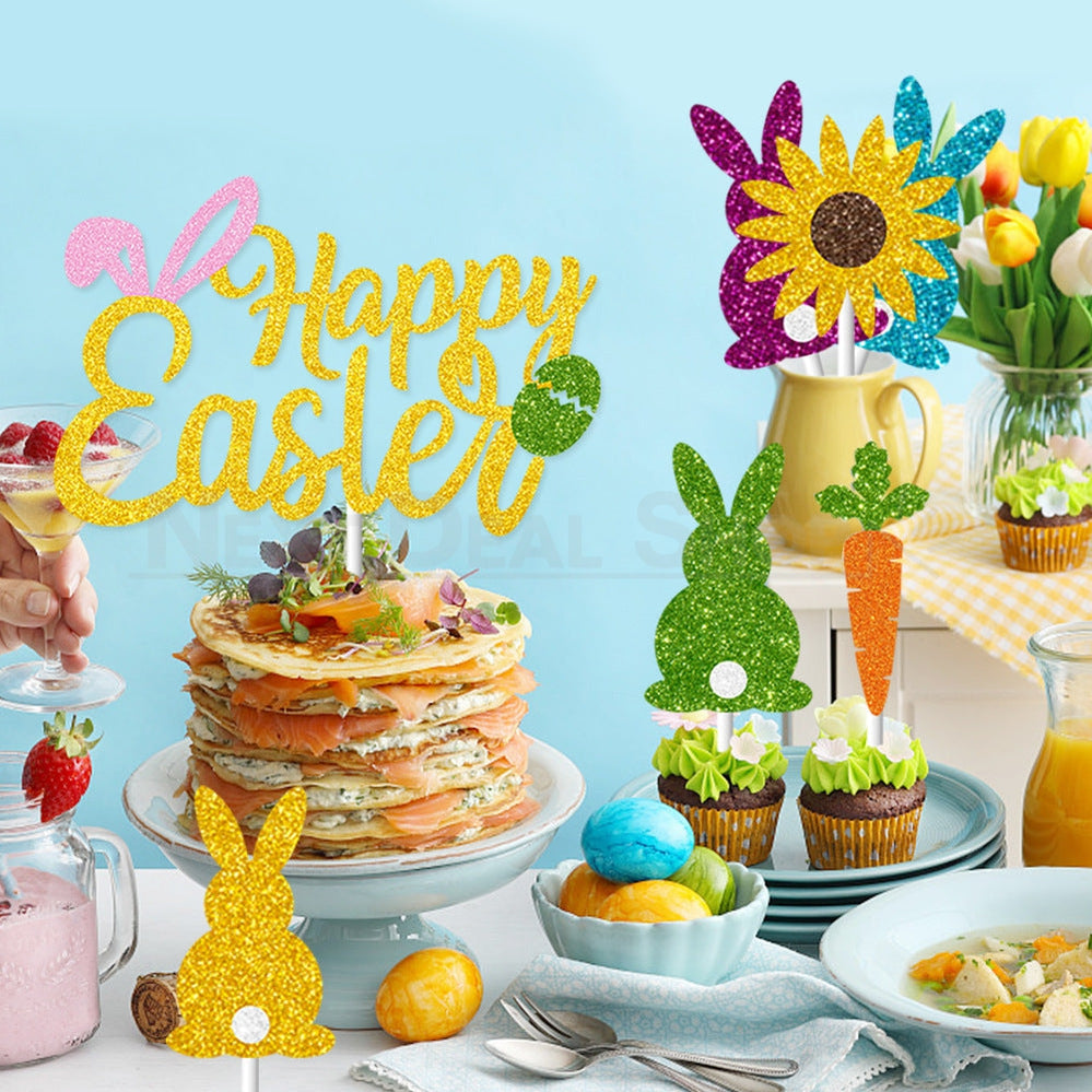 12 Pcs - Colorful Bunny Cupcake Toppers-Next Deal Shop-Next Deal Shop