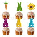 Colorful Bunny Cupcake Toppers - 12 Pcs, Easter Holiday Party Cake Dessert Table Decor