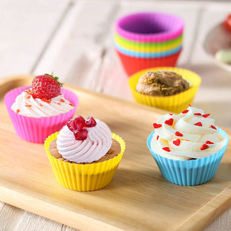 12 Pcs - Reusable Silicone Cupcake Baking Cup
