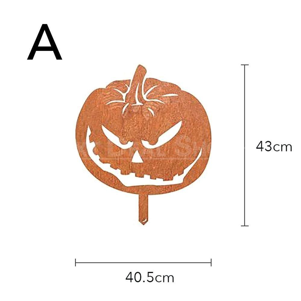 Rusty Metal Halloween Pumpkin Yard Stake