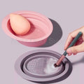 Collapsible Makeup Brush Cleaning Bowl - Foldable Silicone Basin for Cosmetic Brush Cleaning
