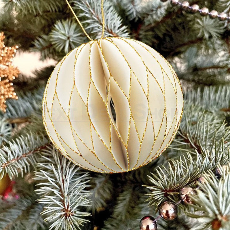3 Pcs - Festive Honeycomb Paper Hanging Ornament - Christmas Tree Holiday Decor