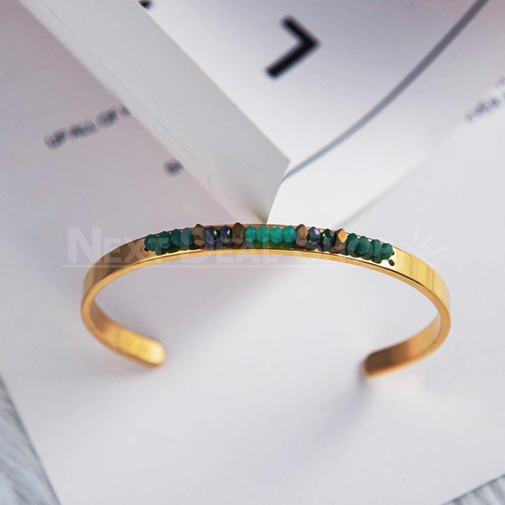 18K Gold Plated Gem Stone Cuff-Next Deal Shop-Next Deal Shop